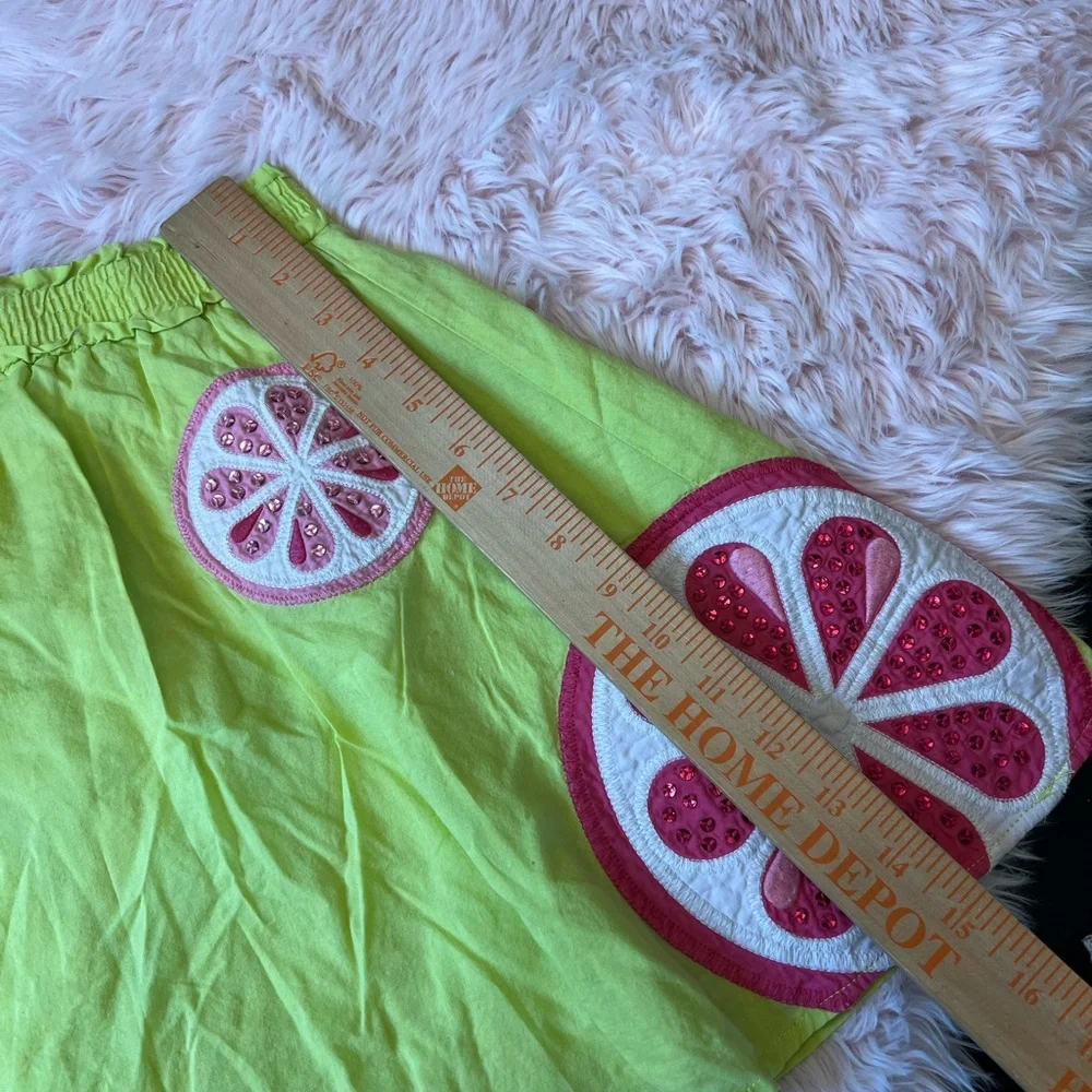 Vintage Gymboree Citrus Cooler Green Skater Skirt‎ Sz 7 Sequins Embroidery